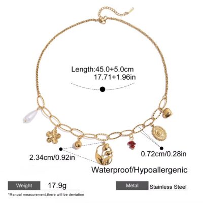 Cherry Pearl Gold Necklace