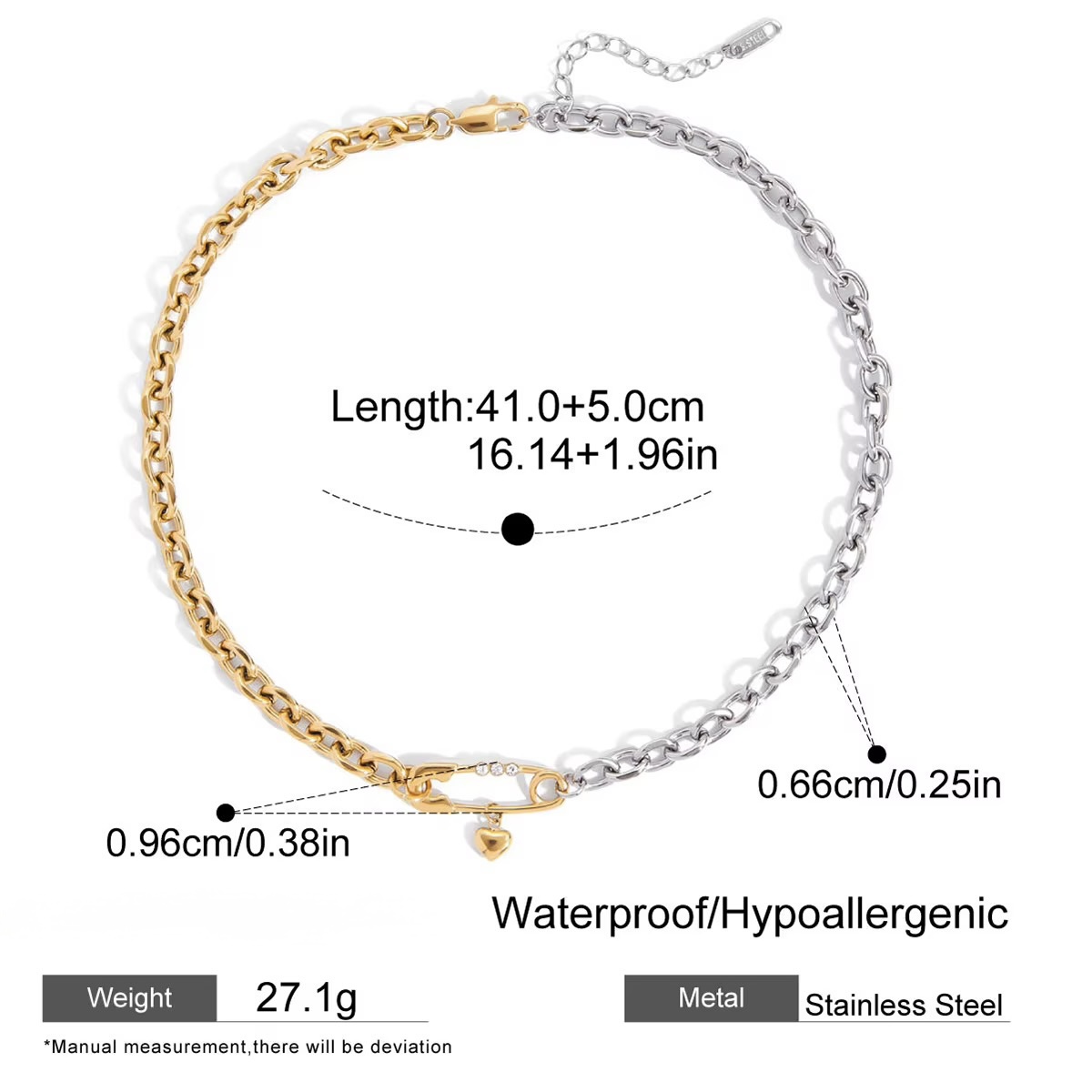 Two-Tone Paperclip Chain Necklace - Image 3