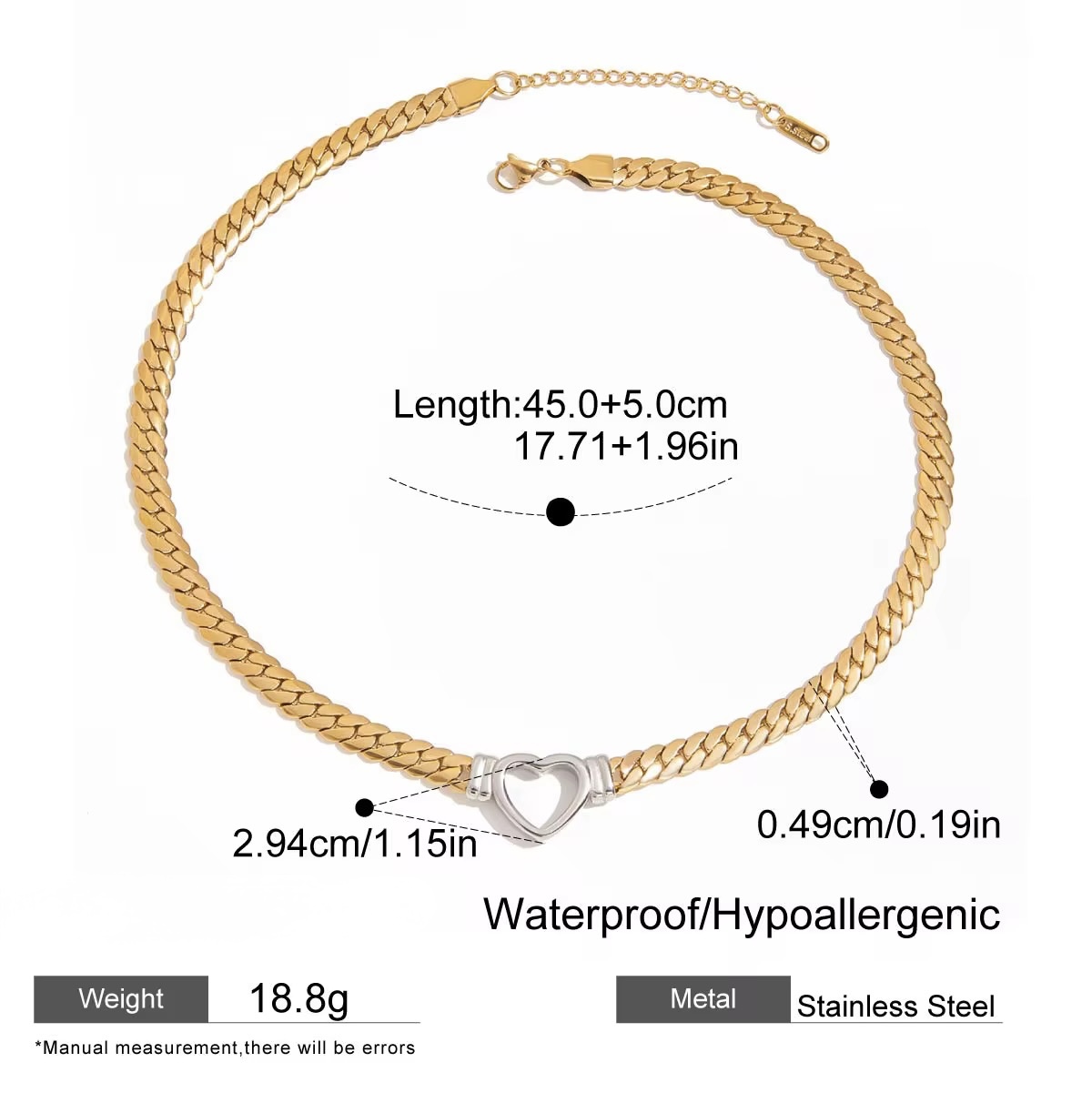 Heart Pendant Gold Choker Necklace - Image 4