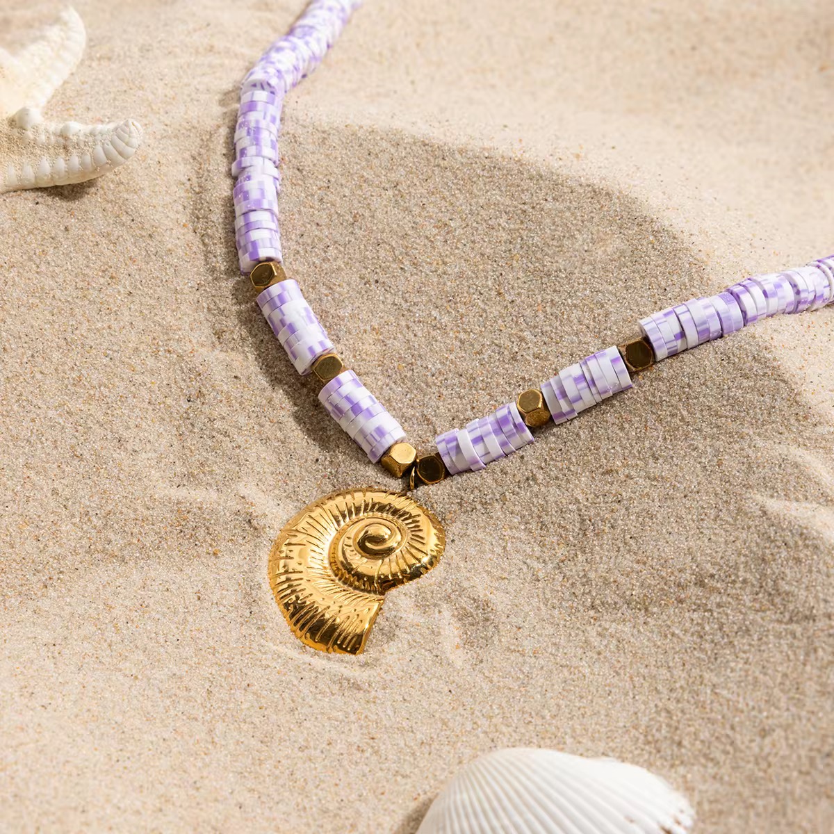 Clay Shell Conch Pendant Necklace - Image 3